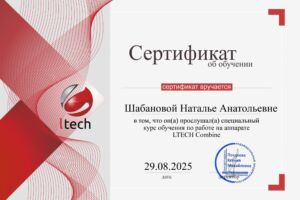 Сертификат об обучении Ltech COMBINE Шабанова Н.А.
